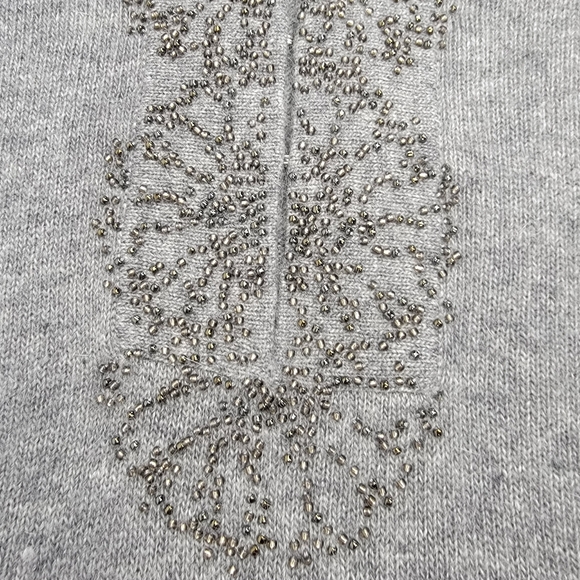 J. Crew Cashmere Blend Beaded Sweater Heather Grey NWT Size M - Picture 3 of 15